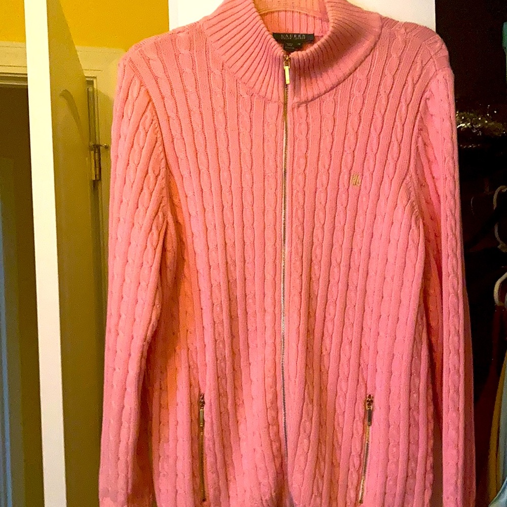 Ralph Lauren pink zip up sweater